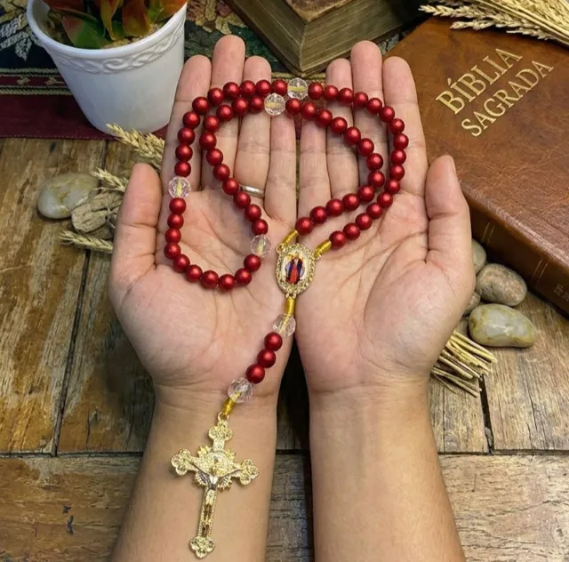 Terço abençoado feito por Dona Aparecida